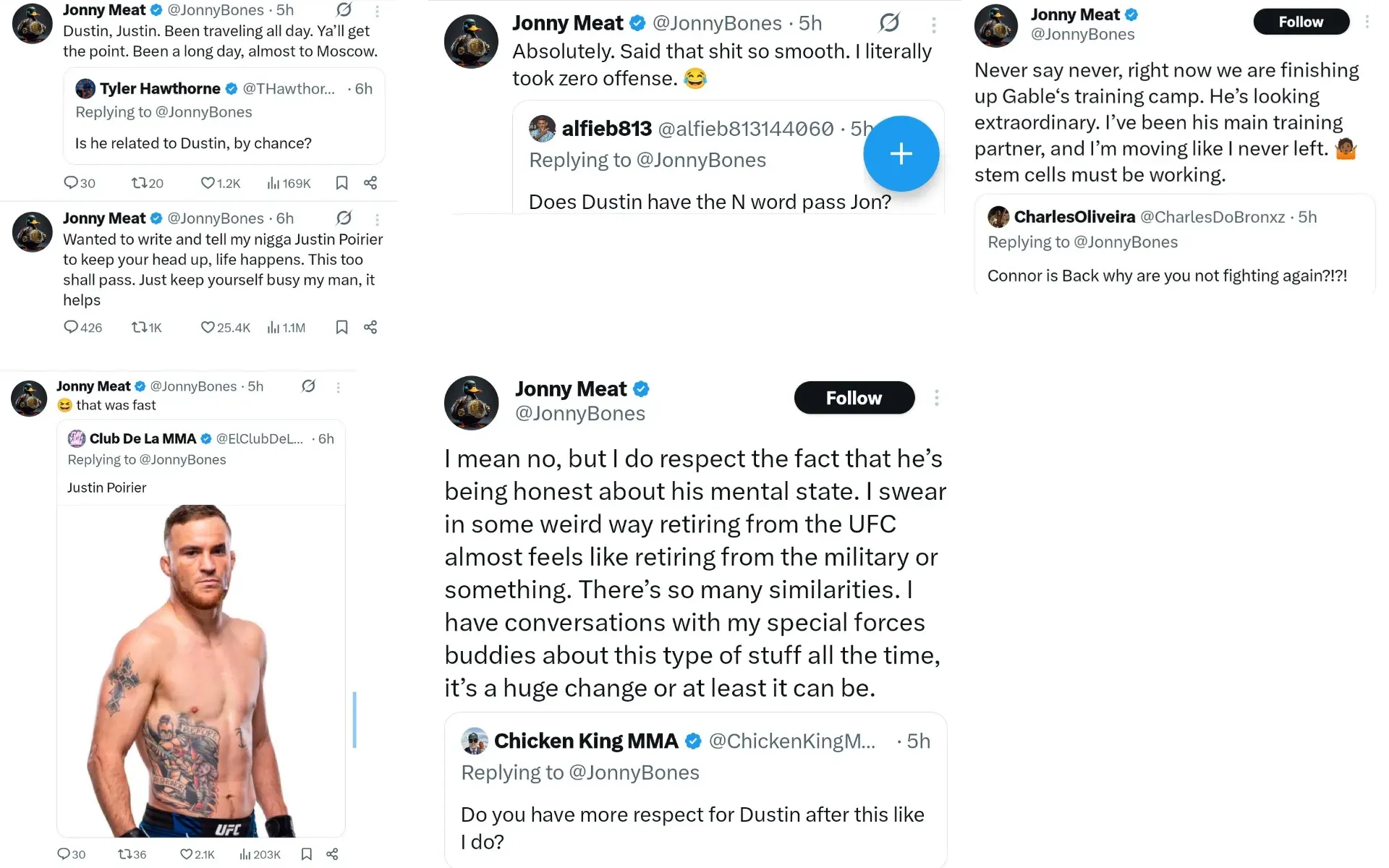 Jon Jones Dustin Poirier tweets screengrabs